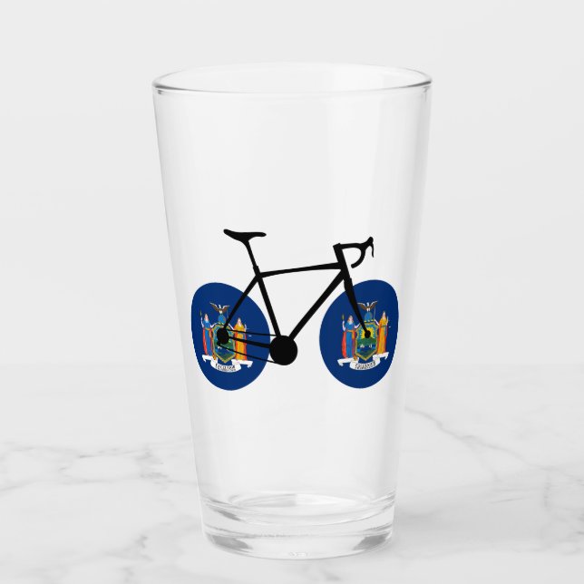 New Yorker Staatsflagge Radfahren Glas (Vorderseite)