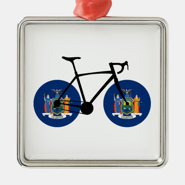 New Yorker Staatsflagge Radfahren Ornament Aus Metall (Vorne)