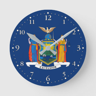 New Yorker Staatsflagge Runde Wanduhr