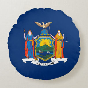 New Yorker Staatsflagge Rundes Kissen