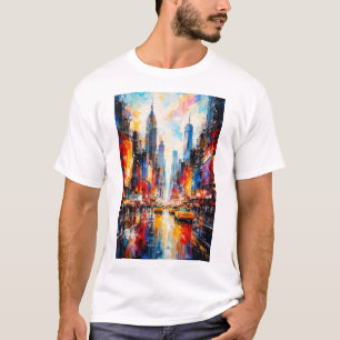 New Yorker Stadt Buntes Abstraktes Stadtbild Wandk T-Shirt