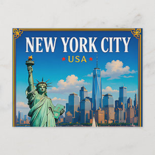 🗽 New Yorker Stadt-Skyline-Erinnerung aus Manhatt Postkarte