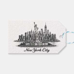 New Yorker Stadt Skyline Line Art Illustration Geschenkanhänger
