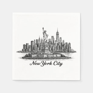 New Yorker Stadt Skyline Line Art Illustration Serviette