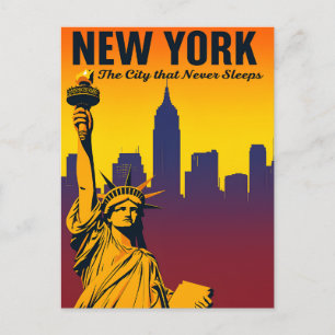 New Yorker Stadt-Sonnenuntergangs-Skyline Postkarte