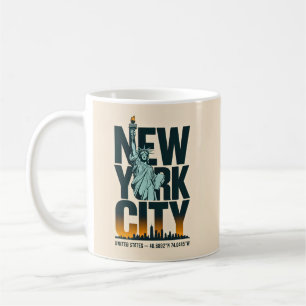 New Yorker Stadt-Typografie Statue der Freiheit Sk Kaffeetasse