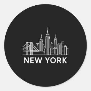 New Yorker Stadtansicht Minimalistische weiße Lini Runder Aufkleber