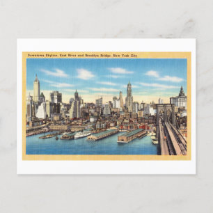 New Yorker Stadtansicht mit Brooklyn Bridge Vintag Postkarte