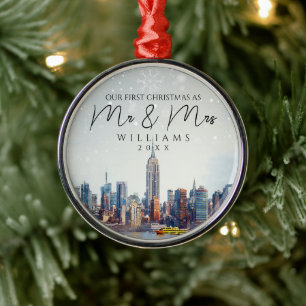 New Yorker Stadtbild Erste Weihnachten als Herr un Ornament Aus Metall