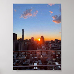 New Yorker Stadtbild Sonnenuntergang Dachterrasse Poster