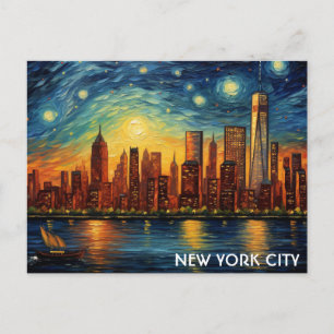 New Yorker Stadtbild Sternennacht Reise Postkarte
