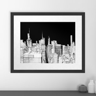 New Yorker Stadtbild Tinten-Reiseskizze Poster