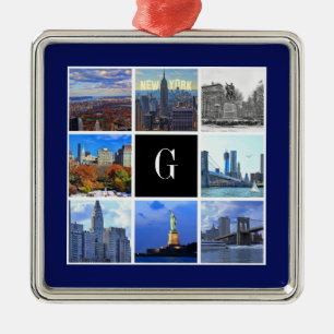 New Yorker Stadtsilhouette 8 Bild Foto Collage Ornament Aus Metall