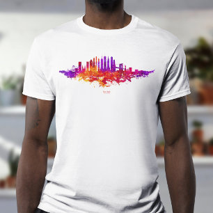 New Yorker Stadtsilhouette Aquarell auf Weiß T-Shirt