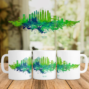 New Yorker Stadtsilhouette Aquarell in Blau und Li Kaffeetasse