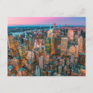 New Yorker Stadtsilhouette bei Sonnenuntergang N Feiertagspostkarte