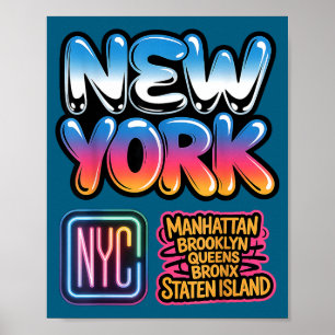 New Yorker Stadtsilhouette Bronx Queens Manhattan  Poster