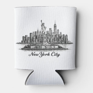 New Yorker Stadtsilhouette Linienkunst Illustratio Dosenkühler