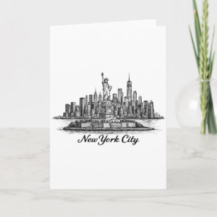 New Yorker Stadtsilhouette Linienkunst Illustratio Karte