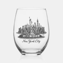 New Yorker Stadtsilhouette Linienkunst Illustratio