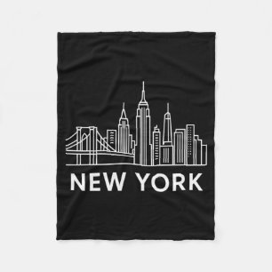 New Yorker Stadtsilhouette Minimalistische weiße L Fleecedecke