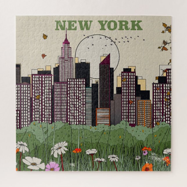 New Yorker Stadtsilhouette Puzzle (Vertikal)