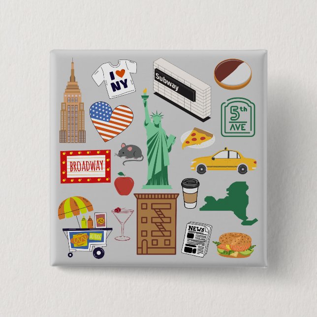 New Yorker Stadtsymbole Button (Vorderseite)