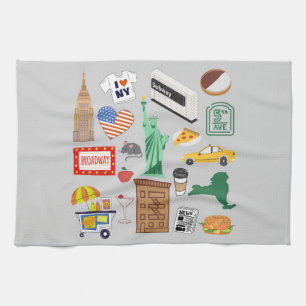 New Yorker Stadtsymbole Geschirrtuch