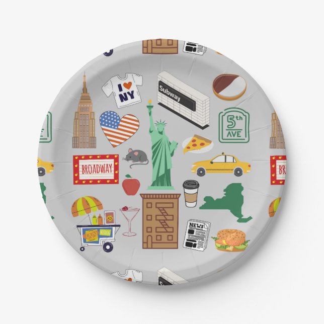 New Yorker Stadtsymbole Pappteller (Vorderseite)