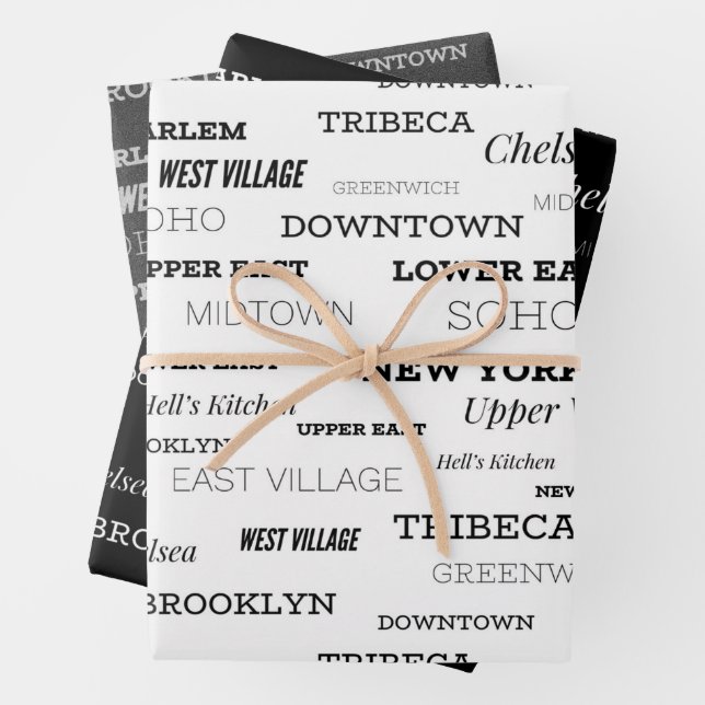New Yorker Stadtviertel Geschenkpapier Set (Beispiel)