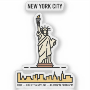 New Yorker Statue of Liberty Minimalistisch Line A Aufkleber