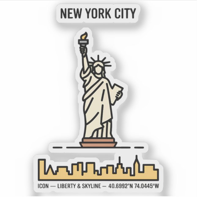 New Yorker Statue of Liberty Minimalistisch Line A Aufkleber (Vorderseite)