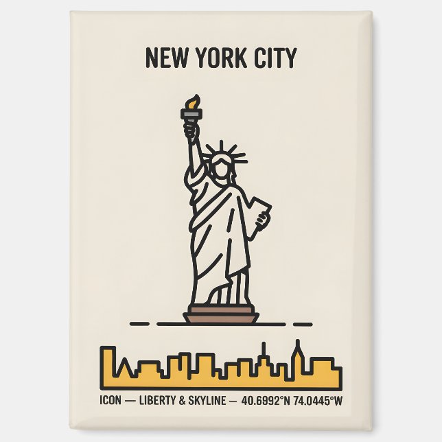 New Yorker Statue of Liberty Minimalistisch Line A Magnet (Vorderseite)