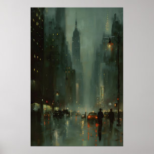 New Yorker Straßenkunstmalerei, Abstrakte Nacht Poster