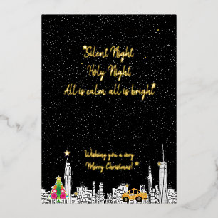 New Yorker Taxi City Weihnachtskarte mit Foto Folien Feiertagskarte