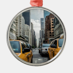 New Yorker Taxistände in der Stadt Silbernes Ornament