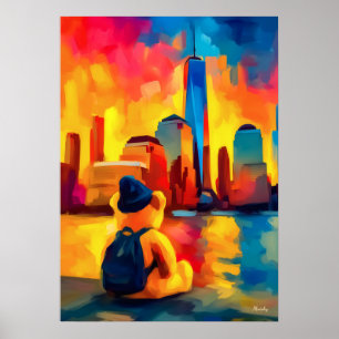 New Yorker Teddy Fauvist Manhattan Sonnenuntergang Poster