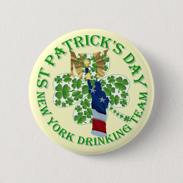 New Yorker Trinkteam St Patrick's Day Button (Vorderseite)