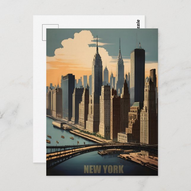New Yorker Vintage-Poster Postkarte (Vorne/Hinten)