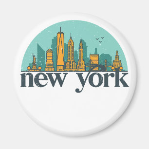 New Yorker Vintage Retro-Stadt-Silhouette Stadtlan Magnet