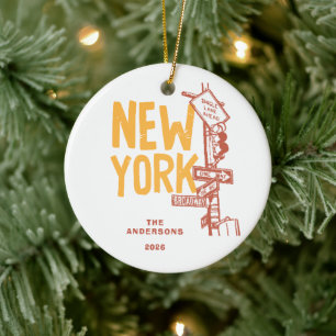 New Yorker Weihnachtsstraßen-Schmuck Keramik Ornament