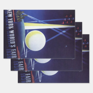 New Yorker Weltausstellung 1939, Vintage Reise Geschenkpapier Set