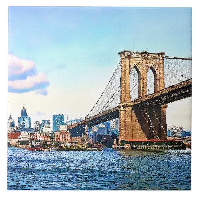New Yorker Widerlager der Brooklyn Bridge Fliese (Vorderseite)