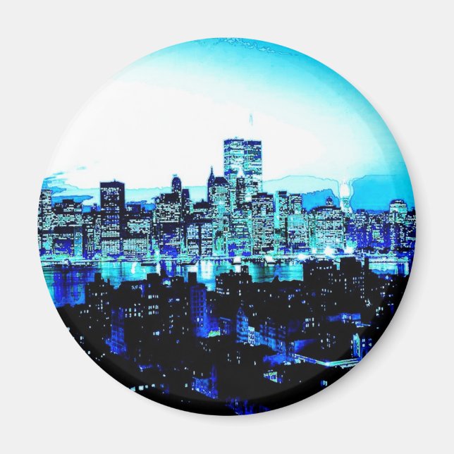 New Yorker Wolkenkratzer bei Nacht Magnet (Vorne)