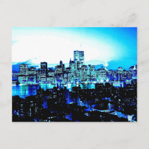 New Yorker Wolkenkratzer bei Nacht Postkarte