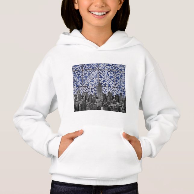 New Yorker Wolkenkratzer treffen auf portugiesisch Hoodie (Vorderseite)