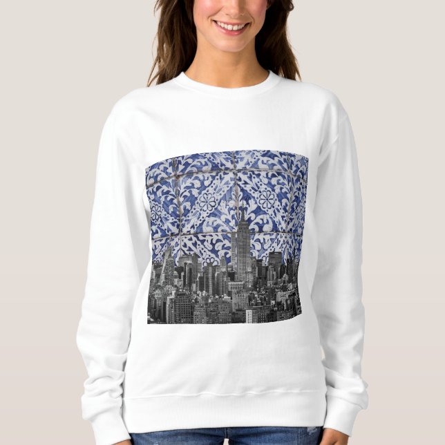 New Yorker Wolkenkratzer treffen auf portugiesisch Sweatshirt (Vorderseite)
