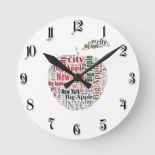 New Yorker Wörterwolke Runde Wanduhr