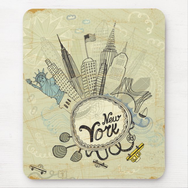 New- Yorkgekritzel-Plakat Mousepad (Vorne)