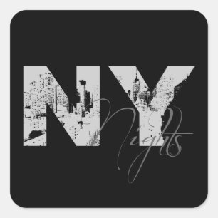 New- Yorknächte Quadratischer Aufkleber